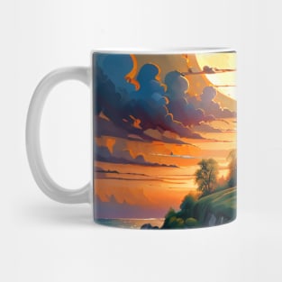 Sunset at seaside home Mug